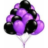 EveFix 50 Adet Metalik Sedefli Uçan Balon Mor-siyah Karışık Balon