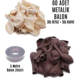 EveFix 60 Adet Beyaz Ve Kahverengi Karışık Metalik Balon 5 Metre Balon Zinciri
