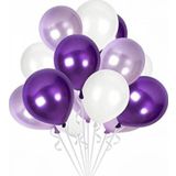 EveFix 60 Adet Metalik Sedefli Kaliteli Balon - 20 Beyaz 20 Lila 20 Mor