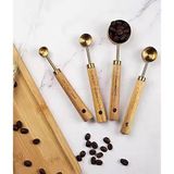 Evefix Ahşap Saplı Vintage 4’lü Ölçüm Kabı,ölçü Kaşığı Seti