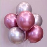 EveFix Balon Balonu Krom Balon Gümüş-pembe Balon 10 Adet