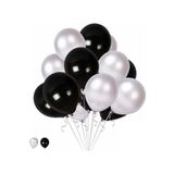 EveFix Balon Metalik Sedefli Uçan Balon Gümüş - Siyah Karışık Balon 100 Adet