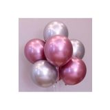 EveFix Balon Parti Balonu Krom Balon Gümüş-pembe Balon 10 Adet