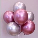 EveFix Balon Parti Balonu Krom Balon Gümüş-pembe Balon 5 Adet
