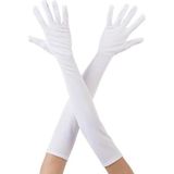 EveFix Beyaz Renk Dirseğe Kadar Uzun Kumaş Eldiven 40 Cm