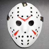 EveFix Beyaz Renk Kırmızı Çizgili Tam Yüz Hokey Jason Maskesi Hannibal Maskesi