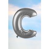 EveFix C Harfi Gümüş Folyo Balon 100 Cm 40 Inç 1 Metre Silver
