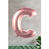 EveFix C Harfi Rose Gold Folyo Balon 100 Cm 40 Inç 1 Metre Baş Harf Balon