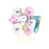 EveFix Gökkuşağı Rakam Unicorn Folyo Balon Seti 7 Yaş