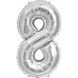 EveFix Gümüş Folyo Balon Sayılı Helyum Balon 100 Cm Dev Boy 8