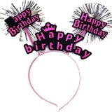EveFix Happy Birthday Yazılı Püsküllü Neon Pembe Renk Doğum Günü Tacı