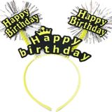 EveFix Happy Birthday Yazılı Püsküllü Neon Sarı Renk Doğum Günü Tacı