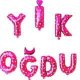EveFix Iyi Ki Doğdun Pembe Harf Folyo Balon Set 35cm