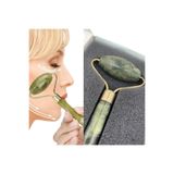 EveFix Jade Roller Yeşim Taşı Yüz Masaj Aleti, Çift Taraflı, Metal Çerçeve, Yeşil