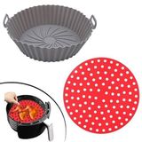 EveFix Kırmızı Silikon Fırın Ve Airfryer Yuvarlak Model Pişirme Matı Ve Gri Pişirme Matı 20 Cm