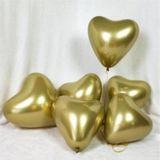 EveFix Krom Metalik Altın Kalp Balon 5'li Paket