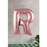 EveFix R Harfi Rose Gold Folyo Balon 100 Cm 40 Inç 1 Metre Baş Harf Balon