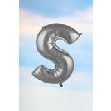 EveFix S Harfi Gümüş Folyo Balon 100 Cm 40 Inç 1 Metre Silver