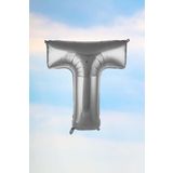 EveFix T Harfi Gümüş Folyo Balon 100 Cm 40 Inç 1 Metre Silver