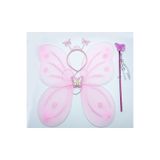 EveFix Toz Pembe Kelebek Kanadı Tacı ve Sopası Seti, 50x37 cm, Parti Aksesuarı