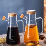 Evefix Üç Parça Sızdırmaz Bambu Kapaklı Borosilikat Cam Yağdanlık Seti 900 ml ​