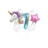 EveFix Unicorn Folyo Balon Doğum Günü Seti 7 Yaş