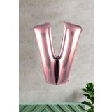 EveFix V Harfi Rose Gold Folyo Balon 100 Cm 40 Inç 1 Metre Baş Harf Balon