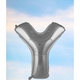 EveFix Y Harfi Gümüş Folyo Balon 100 Cm 40 Inç 1 Metre Silver