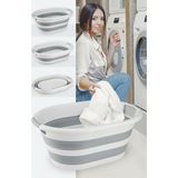Evefix Yeni Nesil Katlanabilir Akordiyon Silikon Çamaşır Sepeti Oyuncak Kutusu Mega Boy 38 Lt - Gri