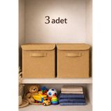 EVELLA HOME 3 Adet Kapaklı Hurç Saklama Kutusu 30x30x30 cm Dolap İçi Düzenleyici Katlanabilir Kutu