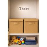 EVELLA HOME 4 Adet Kapaklı Hurç Saklama Kutusu 30x30x30 cm Dolap İçi Düzenleyici Katlanabilir Kutu