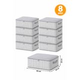 EVELLA HOME 8 Adet Çizgili Baza Altı Hurcu 65x45x22 cm Fermuarlı Büyük Boy Saklama Hurcu