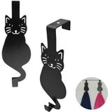 Evelots 2 Paket Kapı Kancası/Askı-Mont/Ceket Düzenleyici, Havlu Tutucu, Kedi Şekli - Siyah Demir - 9 kg alır.