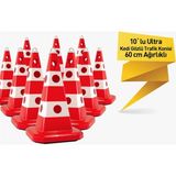 Evelux 10'lu Ultra Kedi Gözlü Trafik Konisi Ağırlıklı 60 cm Trafik Dubası