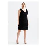 EVEN plus size Siyah V Yaka Büyük Beden Abiye Elbise