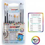Evenart Suluboya ve Yağlı Boya Fırçaları ( 10' Lu Set) - Suluboya-Yağlıboya Fırça - Çok Renkli