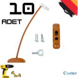 Evene Açık Kahve Pencere Kilidi 10 Adet Halatlı Çocuk Güvenlik Emniyet Hırsız Pimapen Pvc Kapı Bebek Kilid