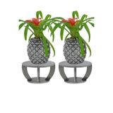 Evene Ahşap Ayaklı Beton Saksı Büyük Boy Set 2 Adet Gümüş Varak Boyalı Eskitmeli Model 12, e.ast2ananas