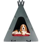 Evene Ahşap Köpek Kulübesi Dekoratif Köpek Evi Çadır Model - Siyah