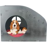 Evene Ahşap Köpek Kulübesi Dekoratif Köpek Evi Merdiven Oval Model - Siyah