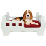 Evene Büyük Dekoratif Ahşap Köpek Yatağı Dayanıklı Beşik Karyola Model 57 x 37 cm Beyaz Renk