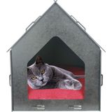 Evene Büyük Kedi Evi Dekoratif Ahşap Dayanıklı 50X35 cm Kedi Yatağı Çizgili Model - Siyah