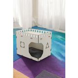 Evene Büyük Kedi Evi Dekoratif Ahşap Dayanıklı Açık Meşe Renk 50x35 Cm Kedi Yatağı Model 2