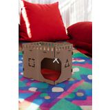 Evene Büyük Kedi Evi Dekoratif Ahşap Dayanıklı Ceviz Renk 50x35 Cm Kedi Yatağı Model 2