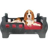 Evene Büyük Köpek Yatağı Siyah Dekoratif Ahşap Dayanıklı Beşik Karyola Model 57 x 37 cm