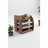 Evene Dosya Düzenleyici Masa Üstü Organizer Ahşap Evrak Rafı Açık Meşe Renk Model 6, eorganizer6