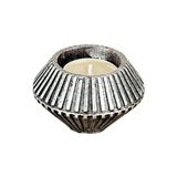 Evene Gümüş Eskitme Mumluk Şamdan Tealight Mum Uyumlu Elmas Çizgili Model 8682874834114