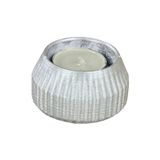Evene Gümüş Mumluk Şamdan Tealight Mum Uyumlu Çizgili Model 8682874834213