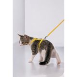 Evene Kedi Tasması Ayarlanabilir Göğüs Bel Tasma 1 Cm İnce Kolon Sarı, e.ayar1cm