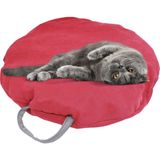 Evene Kedi Yatağı Evcil Hayvan Kedi Minderi 65 cm Evcil Hayvan Simit Yuvarlak Yumuşak Yatak Minder - Büyük - Kırmızı